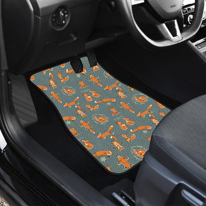 Christmas Fox Pattern Print Front Car Floor Mats
