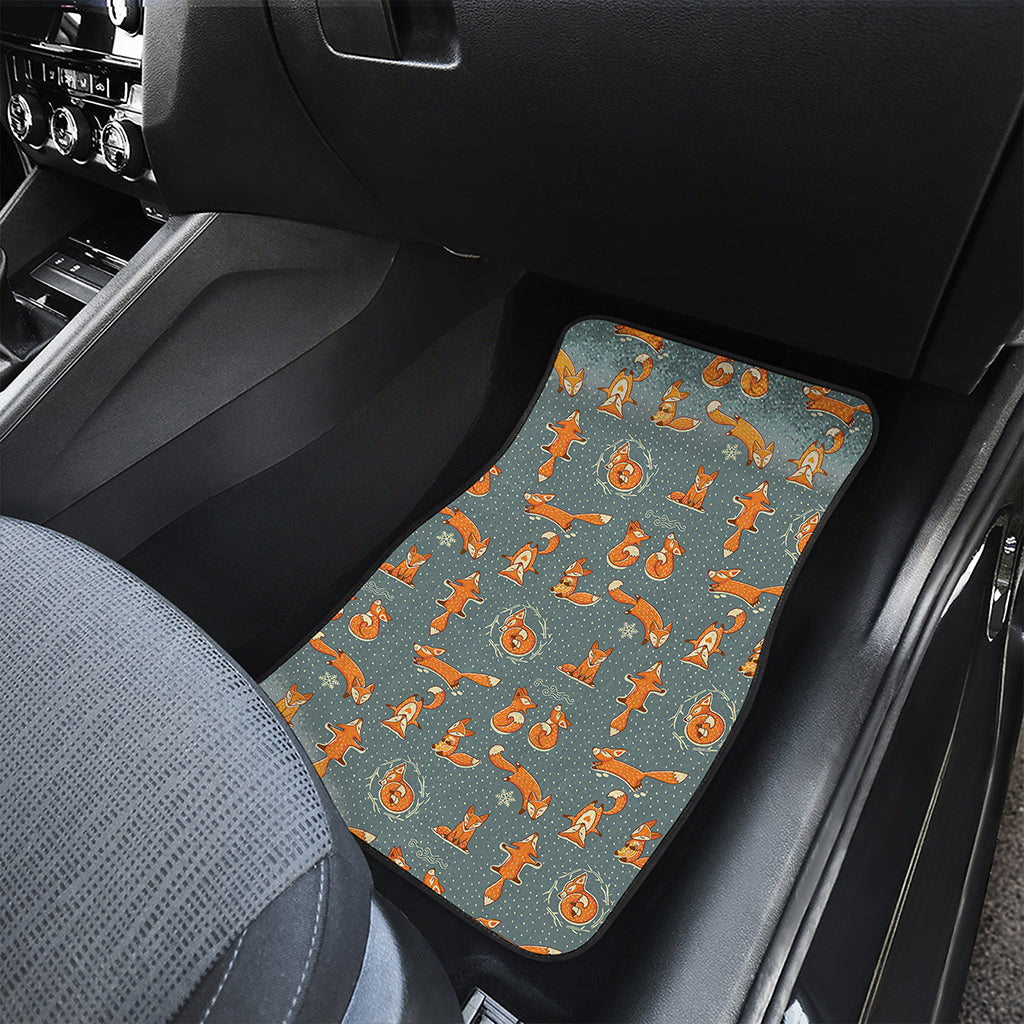 Christmas Fox Pattern Print Front Car Floor Mats