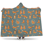 Christmas Fox Pattern Print Hooded Blanket