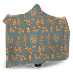 Christmas Fox Pattern Print Hooded Blanket