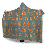 Christmas Fox Pattern Print Hooded Blanket