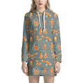 Christmas Fox Pattern Print Pullover Hoodie Dress