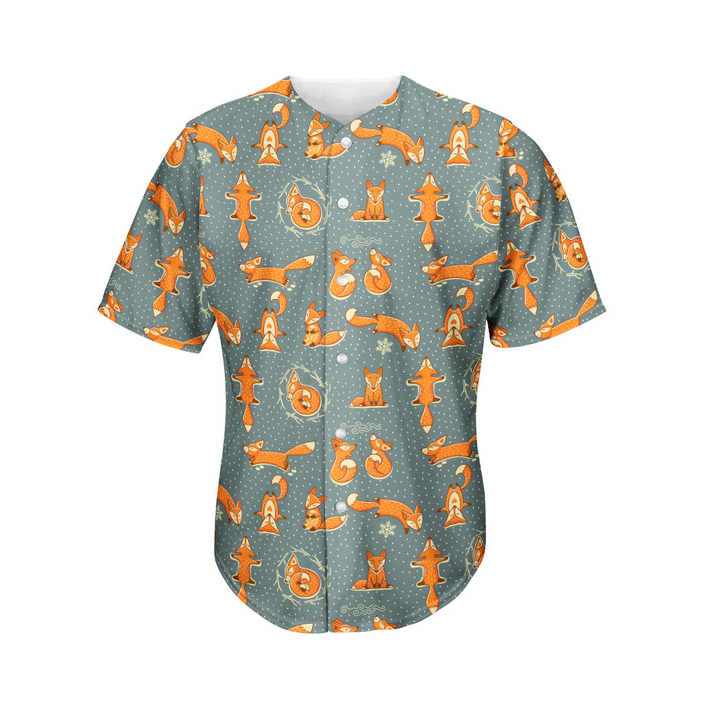 Christmas Fox Pattern Print Men's Baseball Jersey