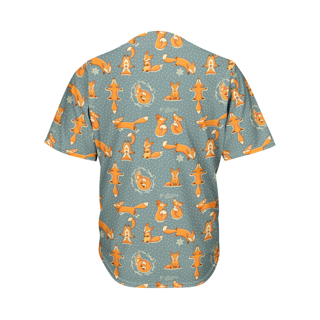 Christmas Fox Pattern Print Men's Baseball Jersey