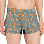 Christmas Fox Pattern Print Men's Boxer Briefs