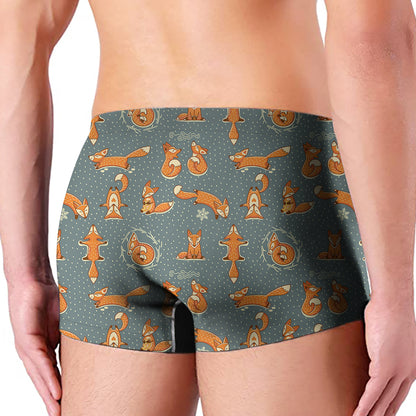 Christmas Fox Pattern Print Men's Boxer Briefs