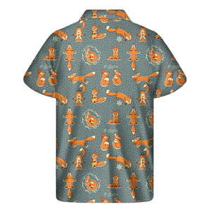 Christmas Fox Pattern Print Men's Short Sleeve Shirt