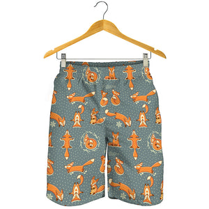 Christmas Fox Pattern Print Men's Shorts