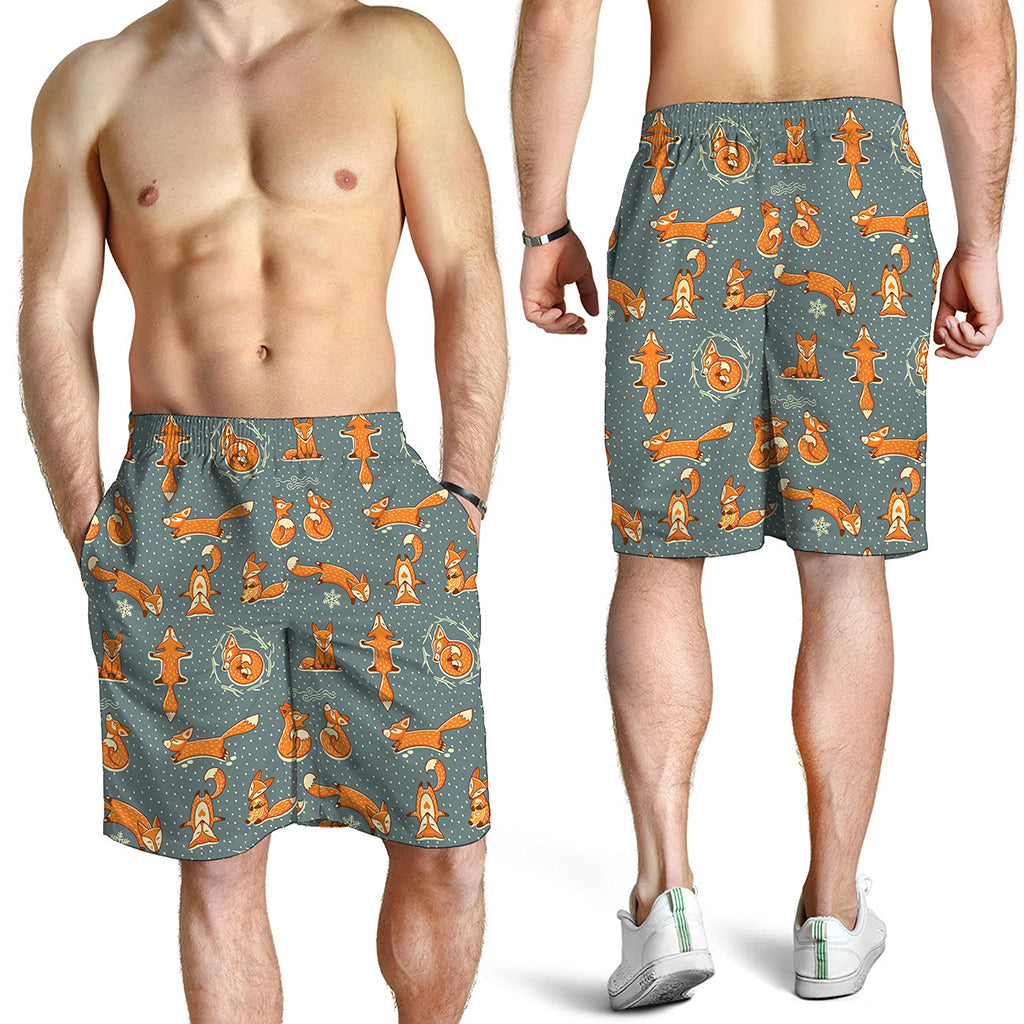 Christmas Fox Pattern Print Men's Shorts