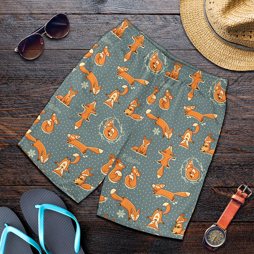 Christmas Fox Pattern Print Men's Shorts