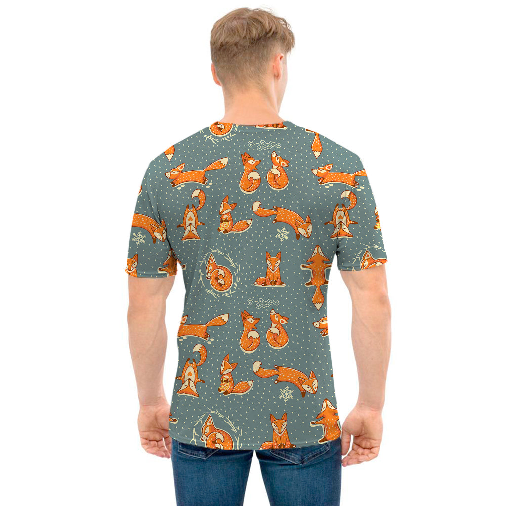 Christmas Fox Pattern Print Men's T-Shirt