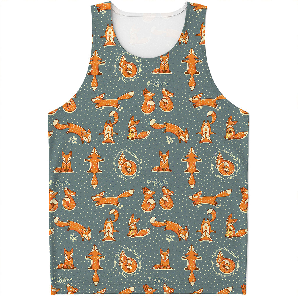 Christmas Fox Pattern Print Men's Tank Top