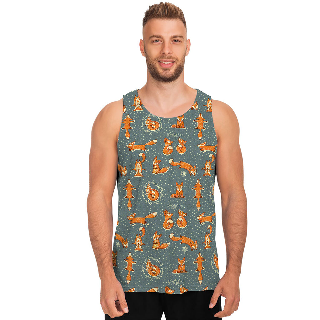 Christmas Fox Pattern Print Men's Tank Top