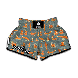 Christmas Fox Pattern Print Muay Thai Boxing Shorts