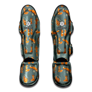 Christmas Fox Pattern Print Muay Thai Shin Guard