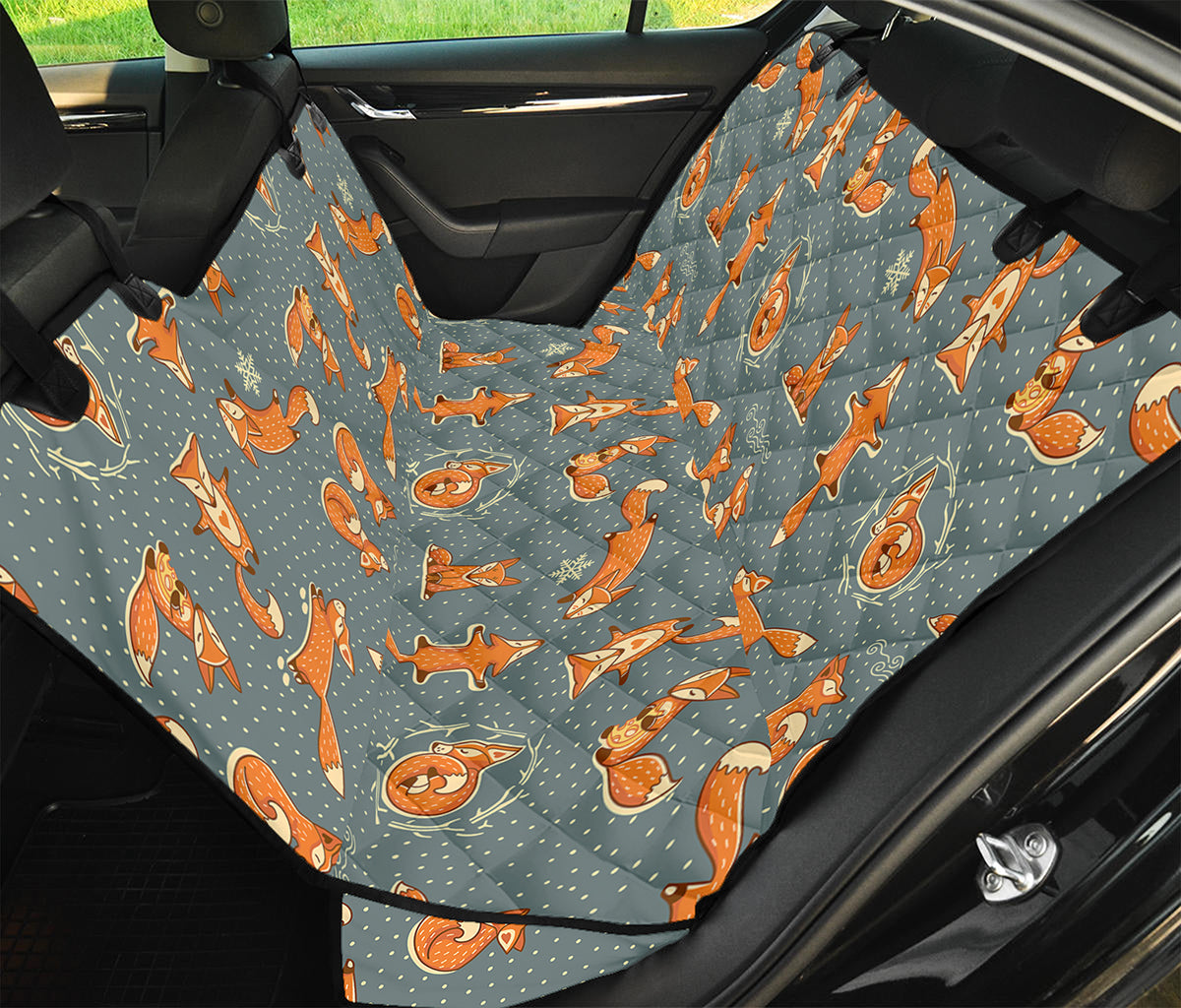 Christmas Fox Pattern Print Pet Car Back Seat Cover