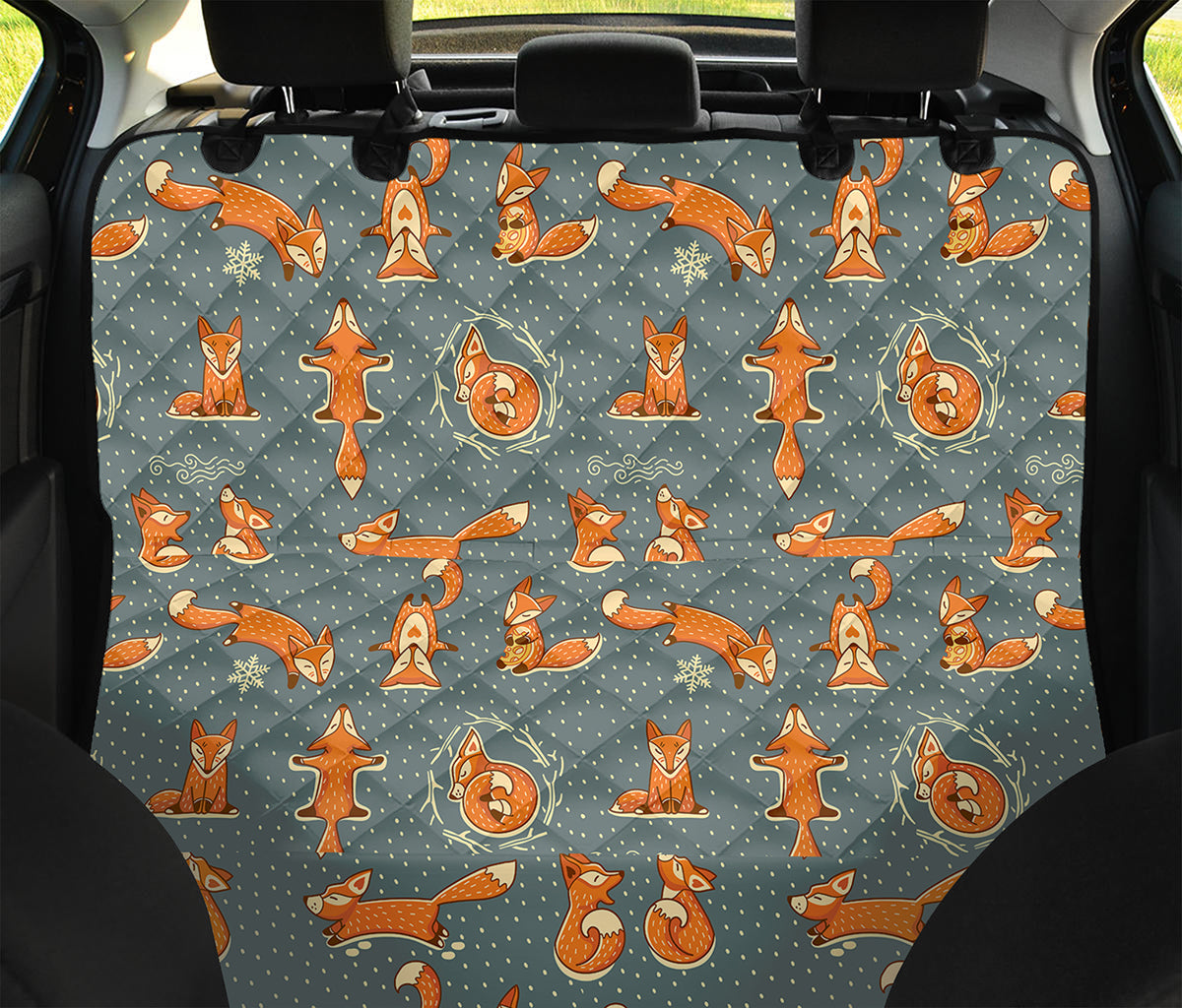 Christmas Fox Pattern Print Pet Car Back Seat Cover