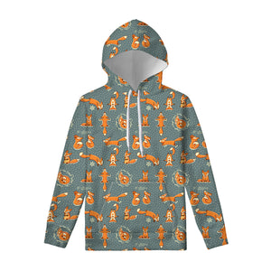 Christmas Fox Pattern Print Pullover Hoodie