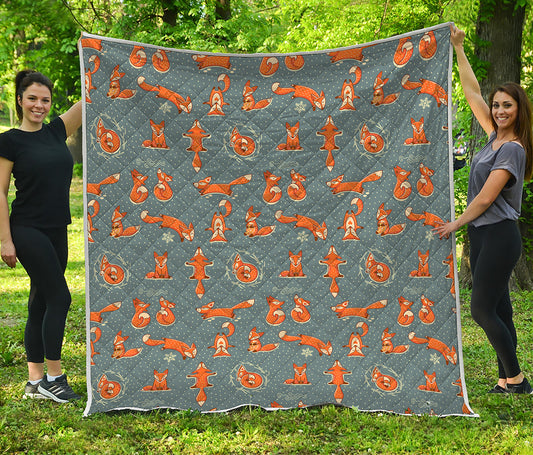 Christmas Fox Pattern Print Quilt