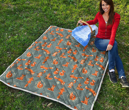 Christmas Fox Pattern Print Quilt