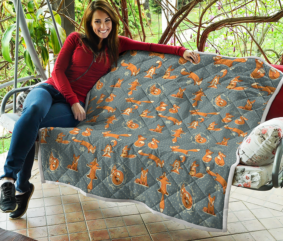 Christmas Fox Pattern Print Quilt