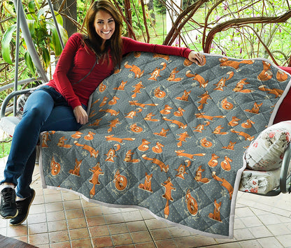Christmas Fox Pattern Print Quilt