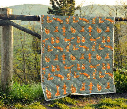 Christmas Fox Pattern Print Quilt