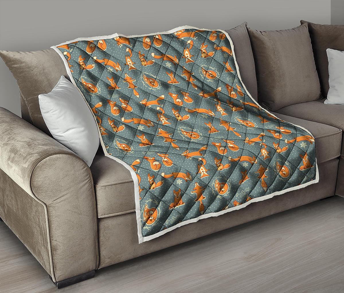 Christmas Fox Pattern Print Quilt