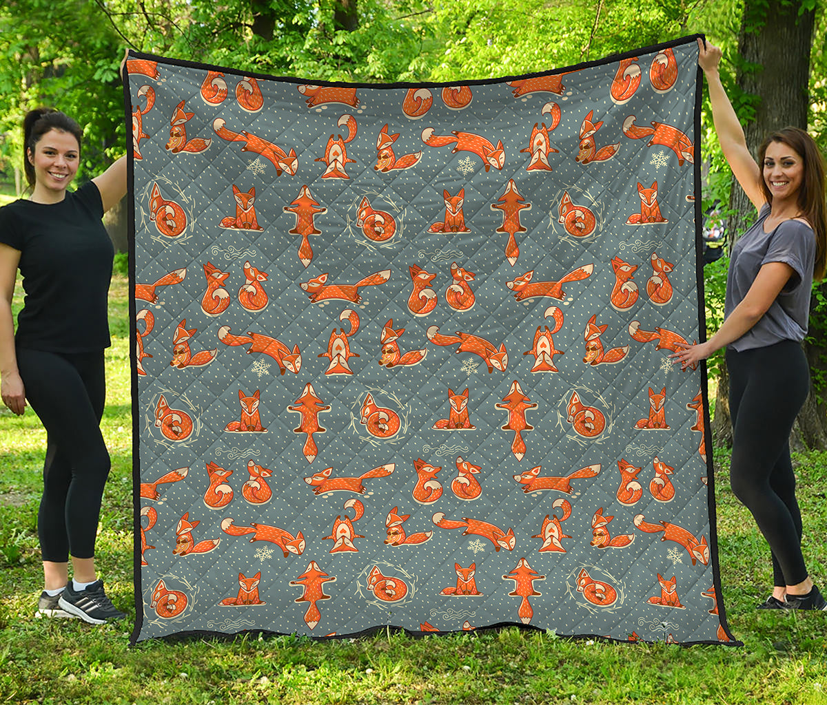 Christmas Fox Pattern Print Quilt