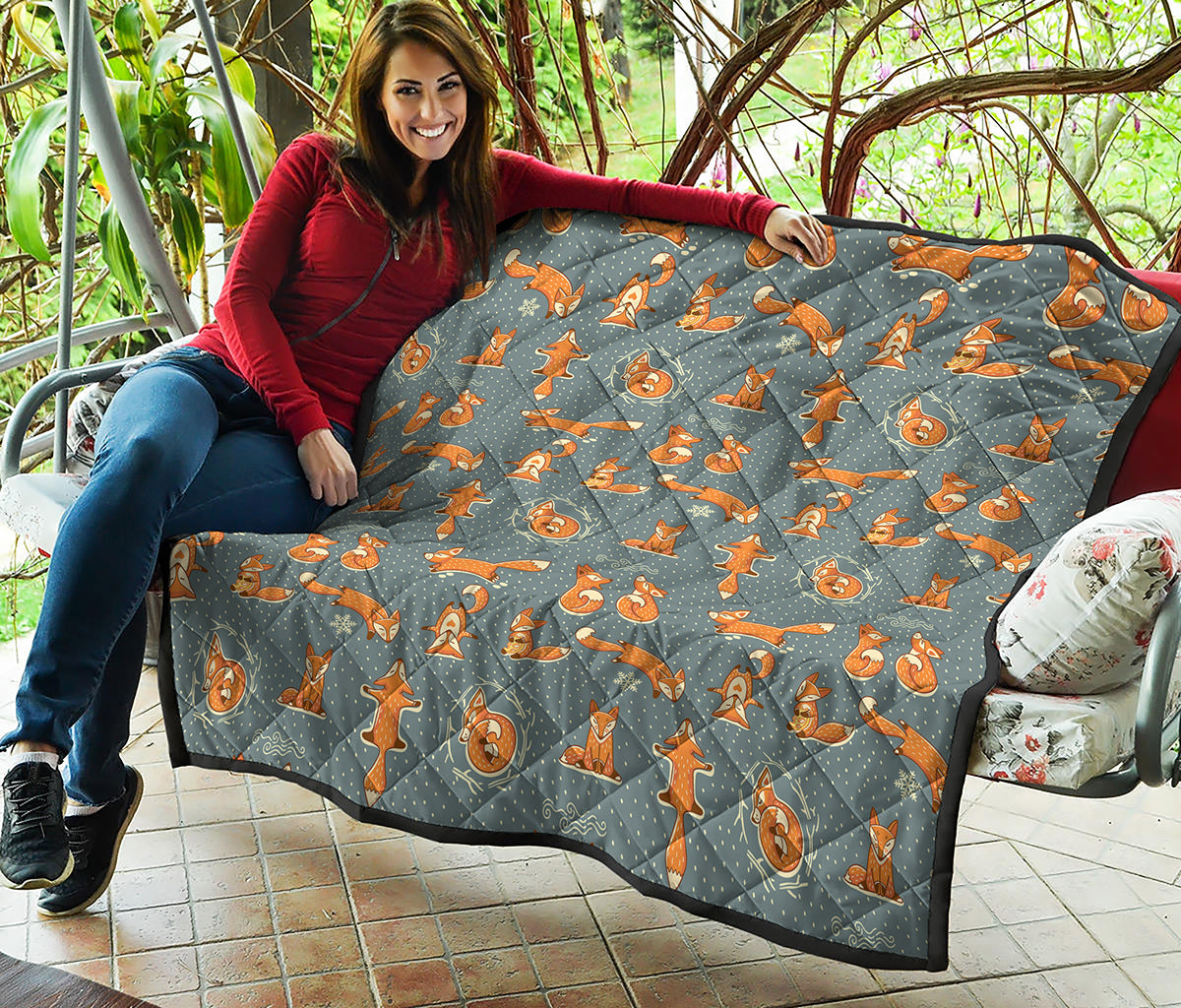 Christmas Fox Pattern Print Quilt