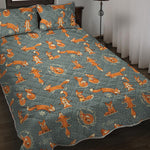 Christmas Fox Pattern Print Quilt Bed Set
