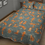 Christmas Fox Pattern Print Quilt Bed Set