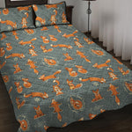 Christmas Fox Pattern Print Quilt Bed Set