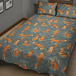 Christmas Fox Pattern Print Quilt Bed Set