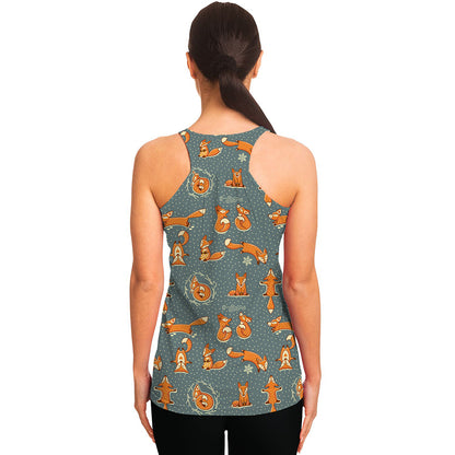 Christmas Fox Pattern Print Women's Racerback Tank Top