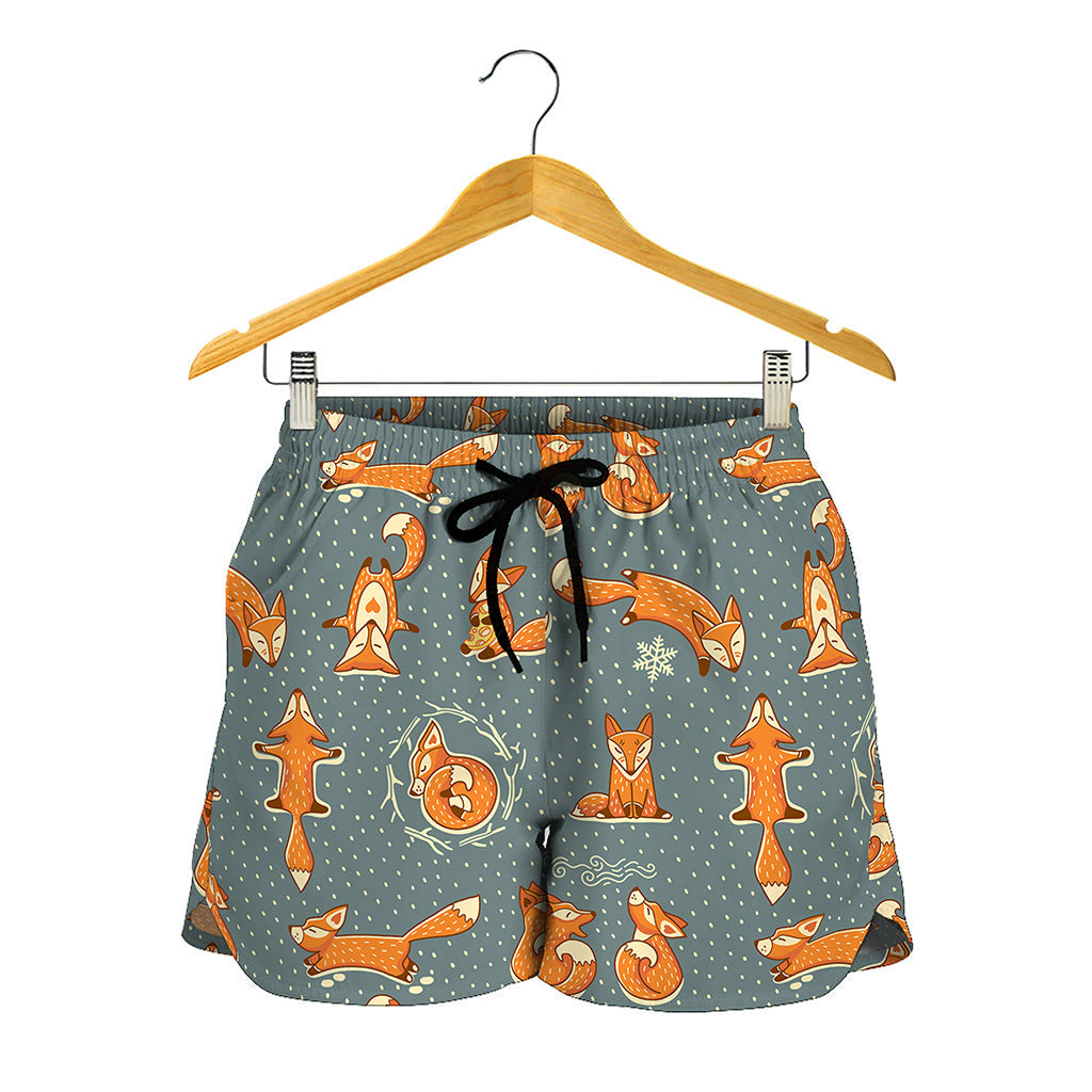 Christmas Fox Pattern Print Women's Shorts