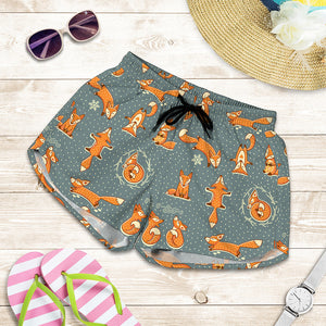 Christmas Fox Pattern Print Women's Shorts