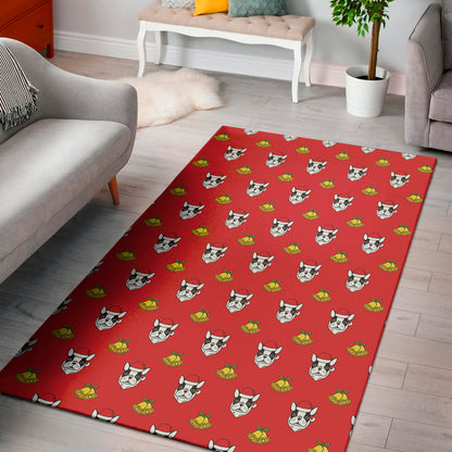Christmas French Bulldog Santa Print Area Rug