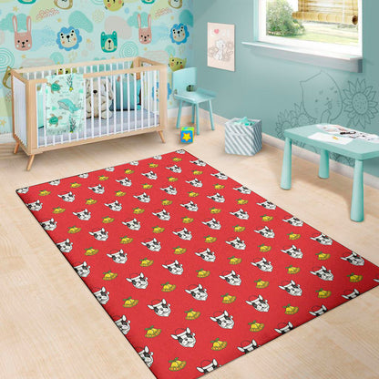Christmas French Bulldog Santa Print Area Rug