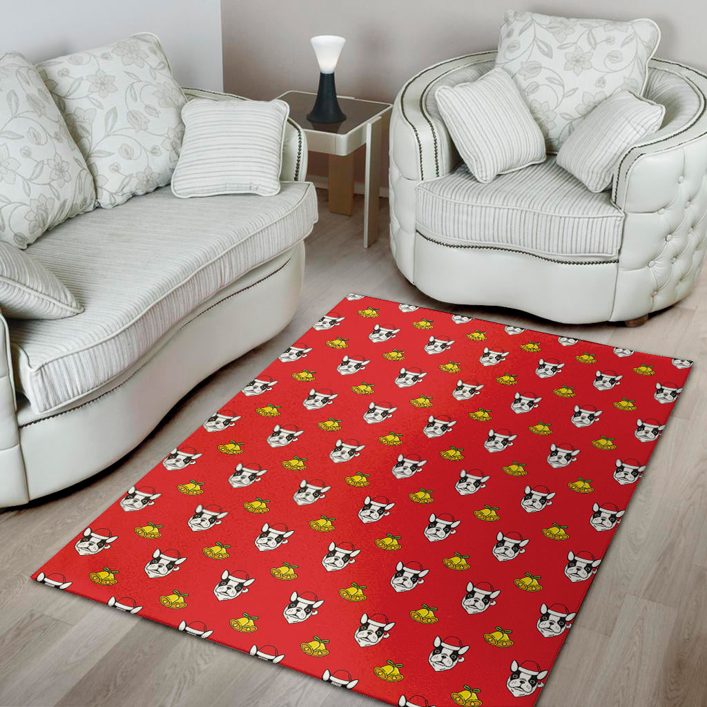 Christmas French Bulldog Santa Print Area Rug