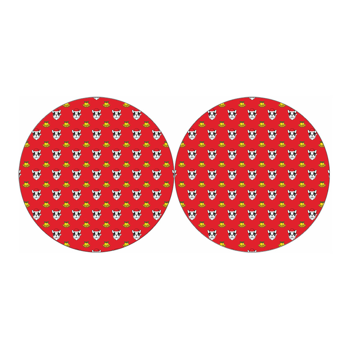 Christmas French Bulldog Santa Print Car Coasters