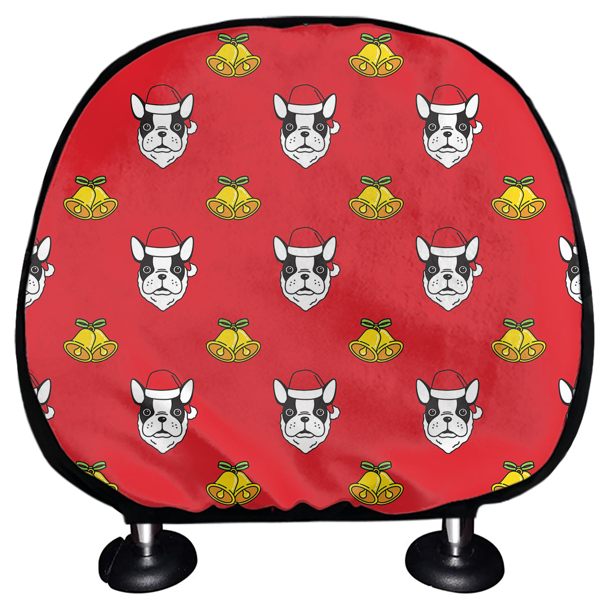 Christmas French Bulldog Santa Print Car Headrest Covers