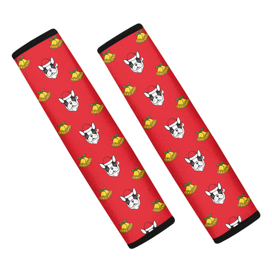 Christmas French Bulldog Santa Print Car Seat Belt Covers