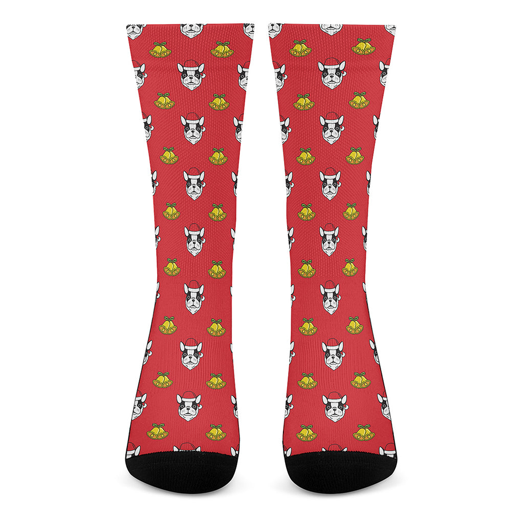 Christmas French Bulldog Santa Print Crew Socks