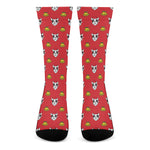 Christmas French Bulldog Santa Print Crew Socks