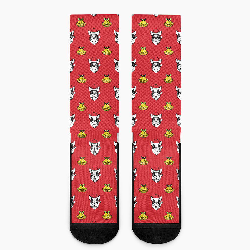 Christmas French Bulldog Santa Print Crew Socks