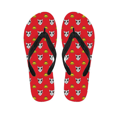 Christmas French Bulldog Santa Print Flip Flops