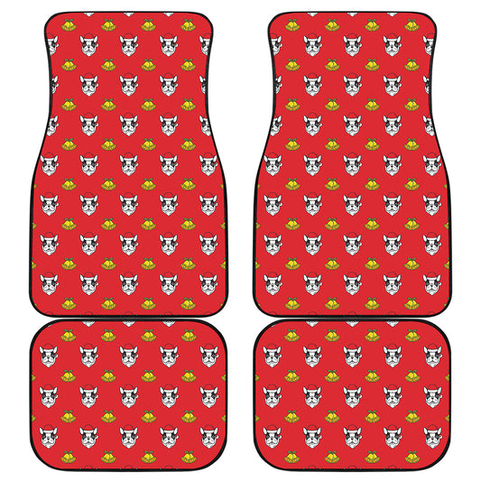 Christmas French Bulldog Santa Print Front and Back Car Floor Mats