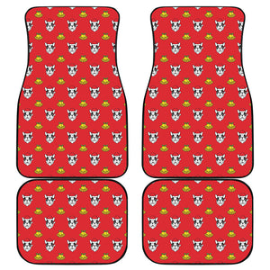 Christmas French Bulldog Santa Print Front and Back Car Floor Mats