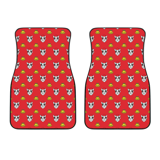 Christmas French Bulldog Santa Print Front Car Floor Mats